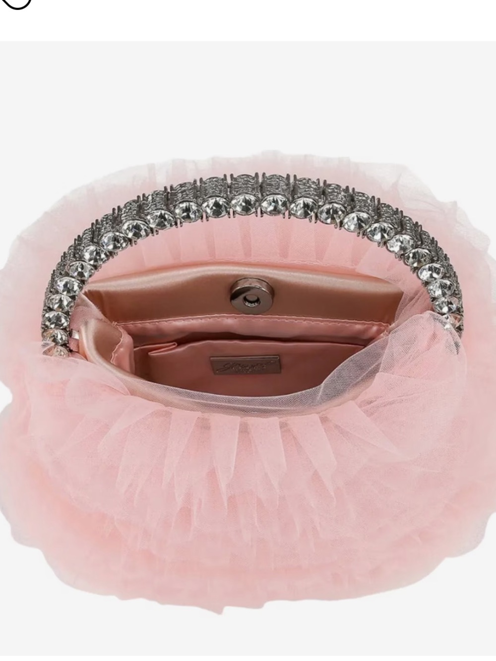 NWT Badgley Mischka Jewel Jazzie Layered Tulle Clutch with Rhinestone Handle - Picture 4 of 5